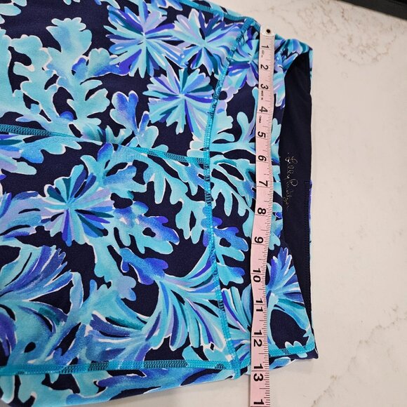 Lilly Pulitzer Weekender Midi Legging Luxletic Small In Too Deep Blue Mesh Hem - Picture 6 of 7